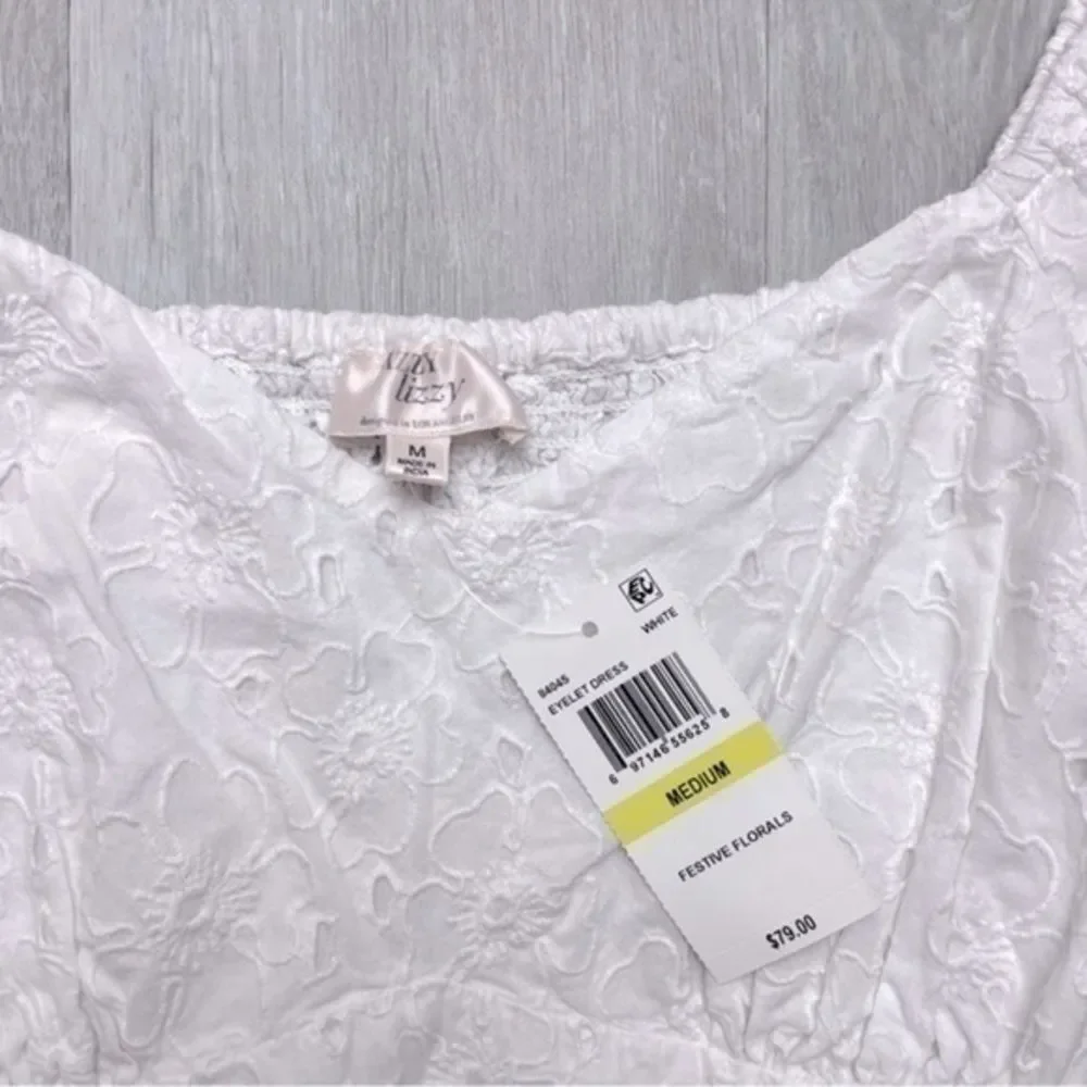 Women's M NWT White 100% Cotton Short Sleeve Summer Dress New